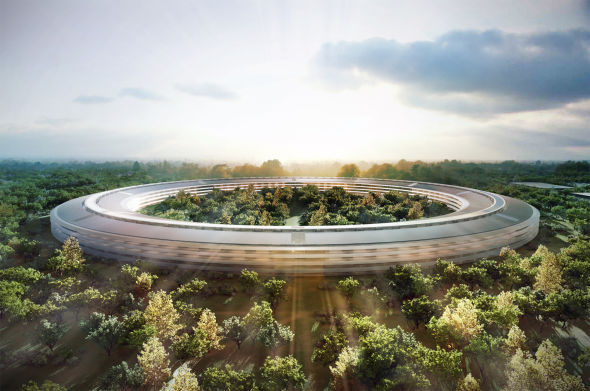 苹果新总部外形酷似飞船，气势非凡。